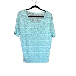 Super cute lace patterned dolman sleeve top. Very lightweight and thin